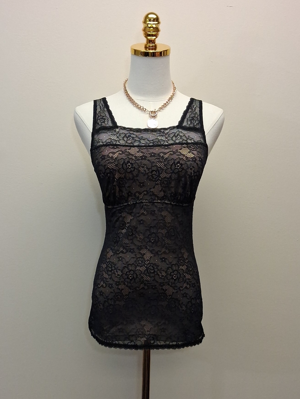 Maidenform Be Chic Lace Trim Camisole Tank Black Size Small